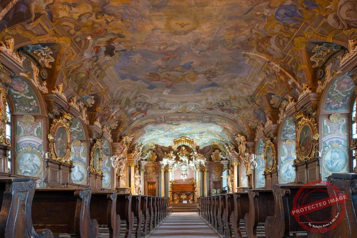 Barokowy wystrój w Aula Leopoldina na Uniwersytecie Wrocławskim